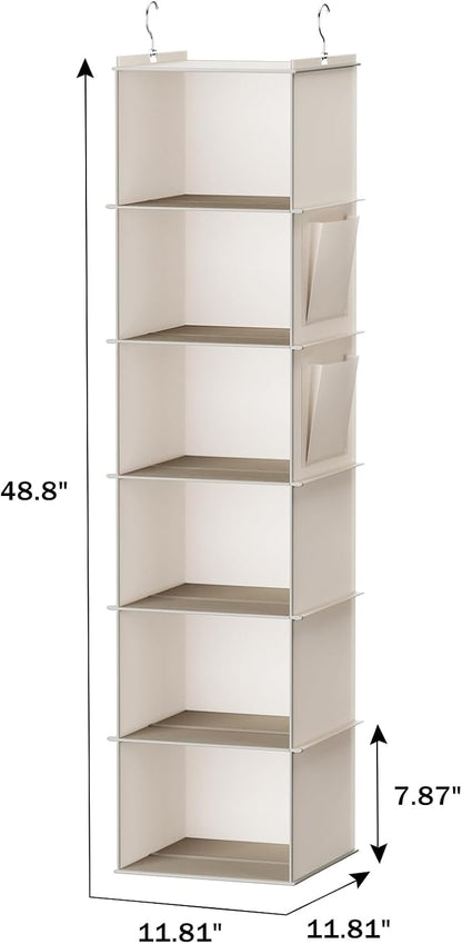 youdenova hanging closet organizer and storage, 6-shelf, 2, close-up detail