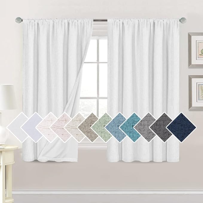 H.VERSAILTEX Linen Look 100% Blackout Curtains 54 Inches Long by HVERSAILTEX