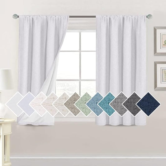 H.VERSAILTEX Linen Look 100% Blackout Curtains 45 Inches Long by HVERSAILTEX