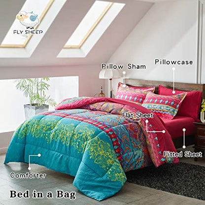 flysheep boho bed in a bag 6 pieces shown in use