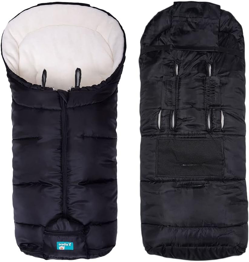 Yobee Universal Fit All Stroller Footmuff, Plush Warm Weatherproof Bunting Ba...