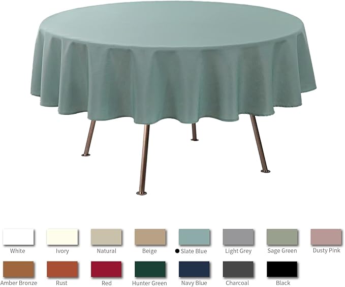 maxmill Round Linen Looking Textured Tablecloth Spill-Proof Wrinkle Free Soft - Image 3