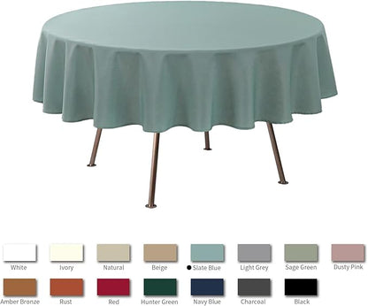 maxmill Round Linen Looking Textured Tablecloth Spill-Proof Wrinkle Free Soft - Image 3