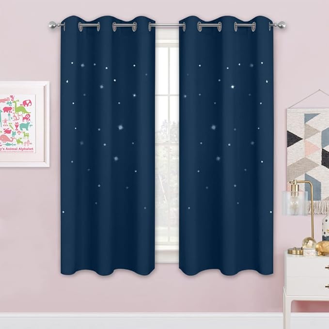 NICETOWN Kids Curtains with Cut Out Stars, 2 Panels Blackout Window Curtain by NICETOWN