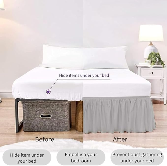 Ruffle Bed Skirt with Split Corners, Microfiber Dust Ruffled - Image 5