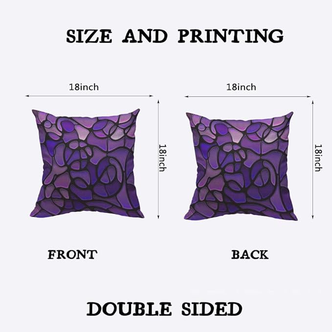 TKS MITLAN Glass Mosaic Pillow Covers 18 x 18 Inch Purple Abstract Stained - Image 2