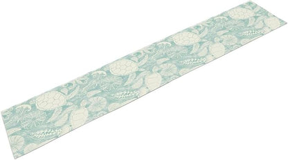 Marine Sea Turtle Table Runner, Ocean Beach Coral Starfish Seashell Table Runner - Image 7