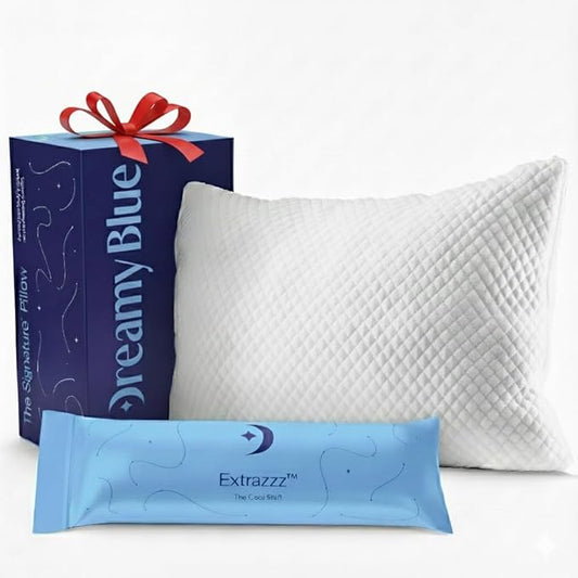 DreamyBlue Signature Pillow w/Adjustable Loft • Shredded Memory Foam Fill • by DreamyBlue