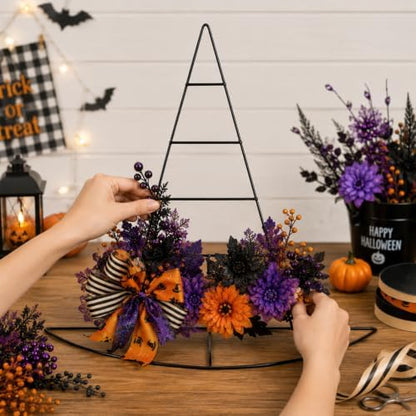 Hotop 3 Pieces Witch Hat Wreath Frames for Halloween, 20.9 x 22.1 Inch