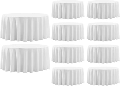 Round Tablecloth 132 Inch 10 Pack White Tablecloths Washable Decorative Linen by AOCOZHomeLifeMuseum