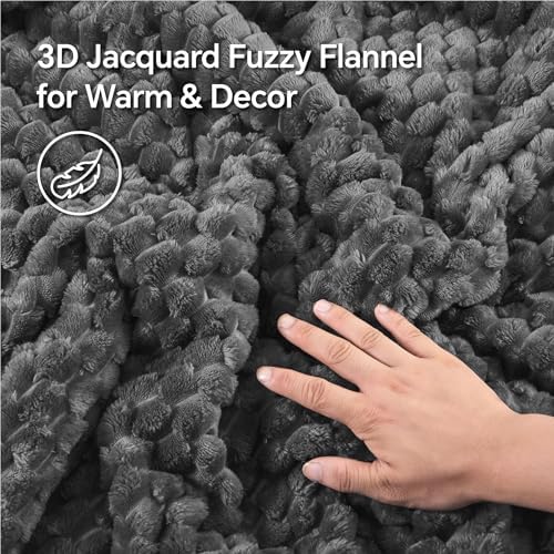 bedelite fluffy queen comforter set, dark grey fleece shown in use