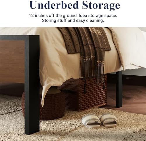 allewie full size bed frame, heavy duty 12 showing dimensions