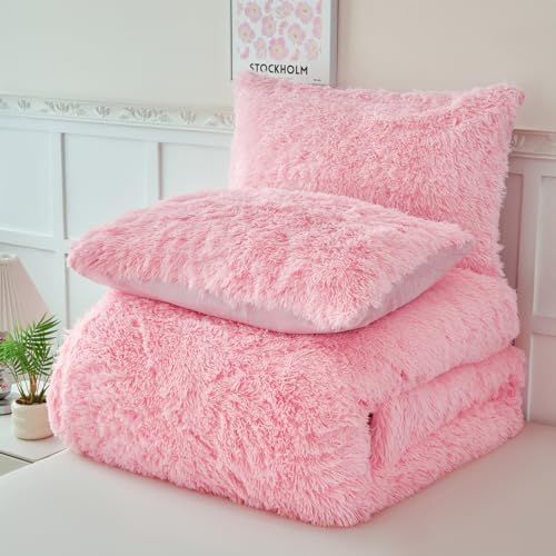 perfemet 3 pieces plush pink comforter sets full on a desk or shelf