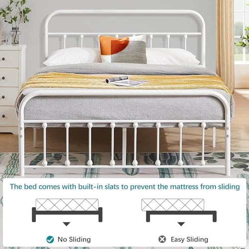 vecelo classic white victorian style metal bed frame, package contents
