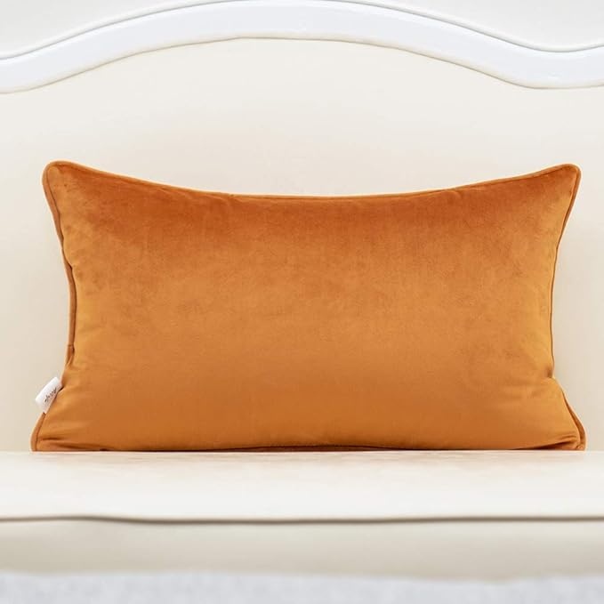 Alerfa 12 x 20 Inch Orange Rectangle Maple Leaf Pillow Embroidery Cut Velvet - Image 2
