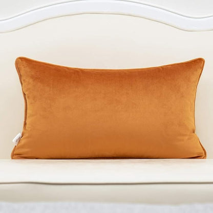 Alerfa 12 x 20 Inch Orange Rectangle Maple Leaf Pillow Embroidery Cut Velvet - Image 2