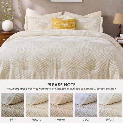 jollyvogue king size comforter set, boho tufted 3-piece, view 9