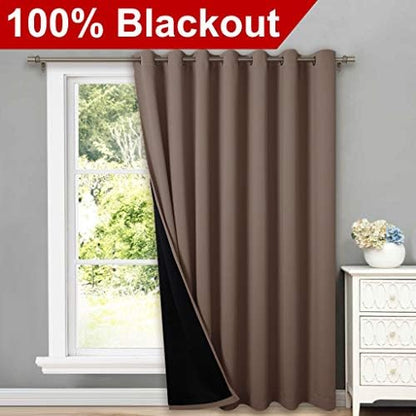 nicetown thermal insulated 100% blackout curtain, noise reducing shown in use