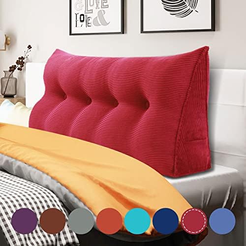 WOWMAX 100% Cotton Corduroy Headboard Pillow – Full Size Back Support Reading by WOWMAX