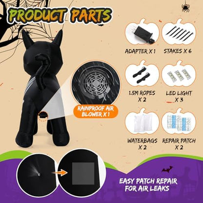 5FT Halloween Inflatables Cute Skeleton Cat Outdoor Decorations