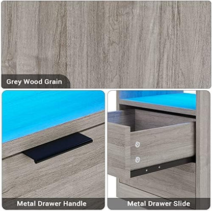 tiptiper led nightstand with wireless charging station, farmhouse, front angle view