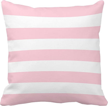 Leaveland Pink and White Stripe Set of 2 18x18 Inch Cotton Polyester Square - Image 2