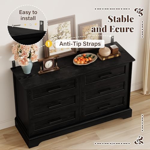 furmax farmhouse dresser for bedroom, 6 drawers dresser, side view