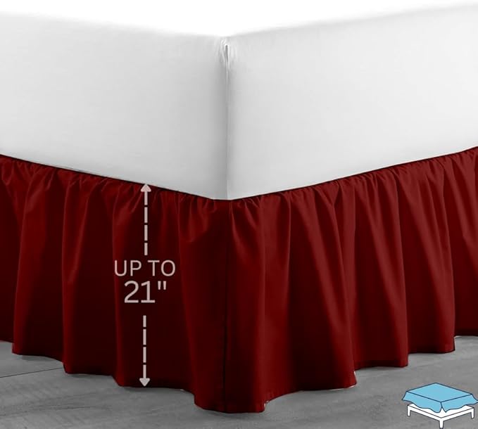 Ruffle Bed Skirt with Split Corners, Microfiber Dust Ruffled - Image 2