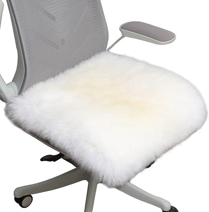 LLB Sheepskin Chair Cushion Non-Slip Back Square Genuine Fur Chair Cover Silky by LLB