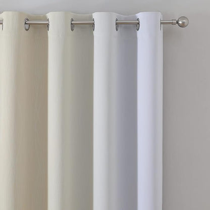 Estelar Textiler Beige and Grayish White Blackout Curtains & Drapes - Image 4