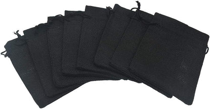 50Pcs Black Burlap Bags with Drawstring, 5.9x7.5 inch Jute Favor Sacks Linen Treat Bags for Halloween, Wedding, Party, Memorial Day, DIY Craft
