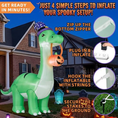 12FT Halloween Inflatable Huge Dinosaur Decorations Outdoor Blow Up
