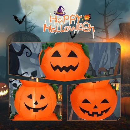 6FT H Halloween Inflatable Stacked Pumpkins Blow up Pumpkin Stacked with Build-in LED Lights, Blow up 3 Pumpkins Inflatable Outdoor Indoor Decorations Large Party Yard Decoration
