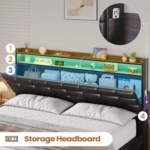 bthfst full size bed frame with lift up, close-up detail