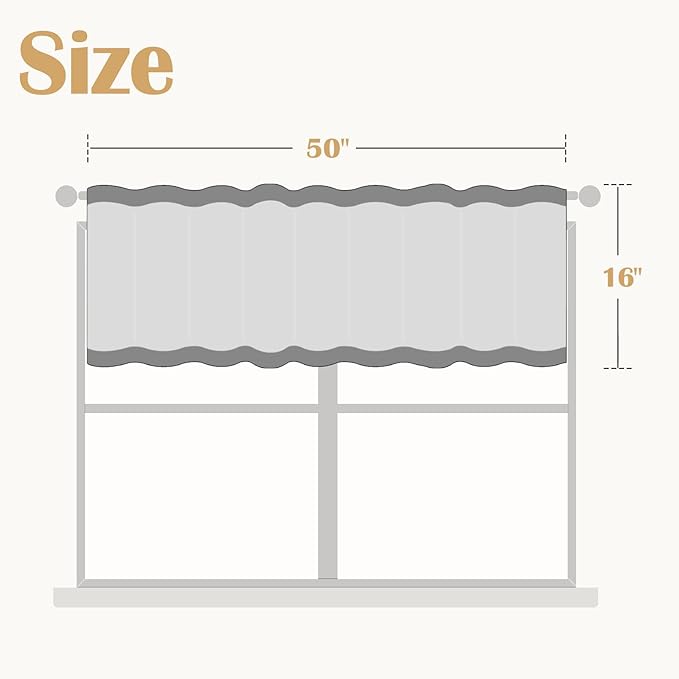jinchan Linen Striped Valance for Windows 16 Inch Blackout Drapes for Small - Image 3