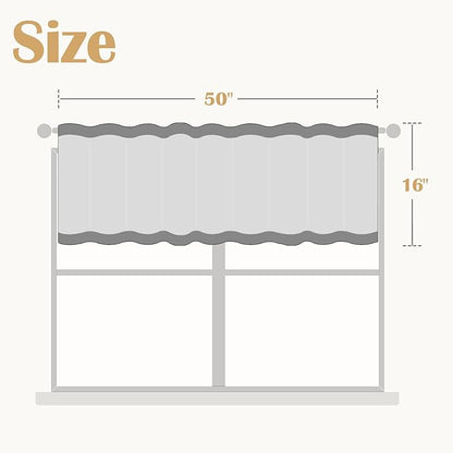 jinchan Linen Striped Valance for Windows 16 Inch Blackout Drapes for Small - Image 3