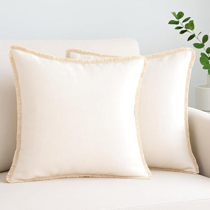22×22 Cream White Cotton Pillow Covers - Image 9