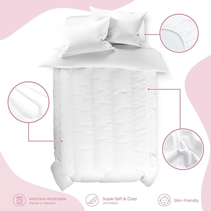 SANDJEST White Duvet Cover Sets Twin Size - Image 3