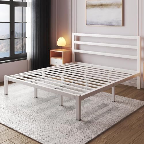 lovinson king size metal bed frame with headboard on a desk or shelf
