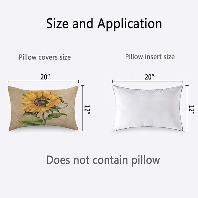 TKS MITLAN Sunflower Decorative Pillow Covers Yellow Flower Green Leaves - Image 4