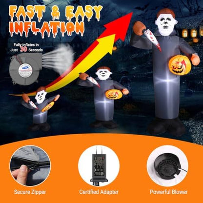 Elegear 6FT Masked Slasher Halloween Inflatable, Outdoor Yard Lawn Decor