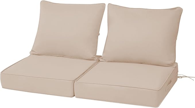 24x24'' Outdoor Chair Cushion Set of 2, UV&Fade Resistant Deep Seat Patio by Vulacko