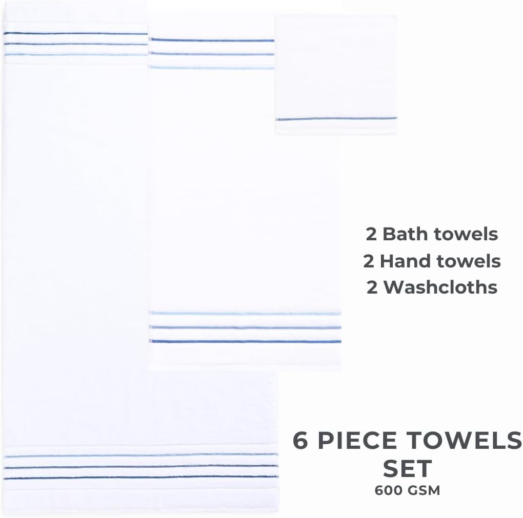 bath towels set for bathroom – luxury 6-piece, package contents