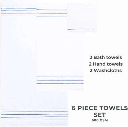 bath towels set for bathroom – luxury 6-piece, package contents