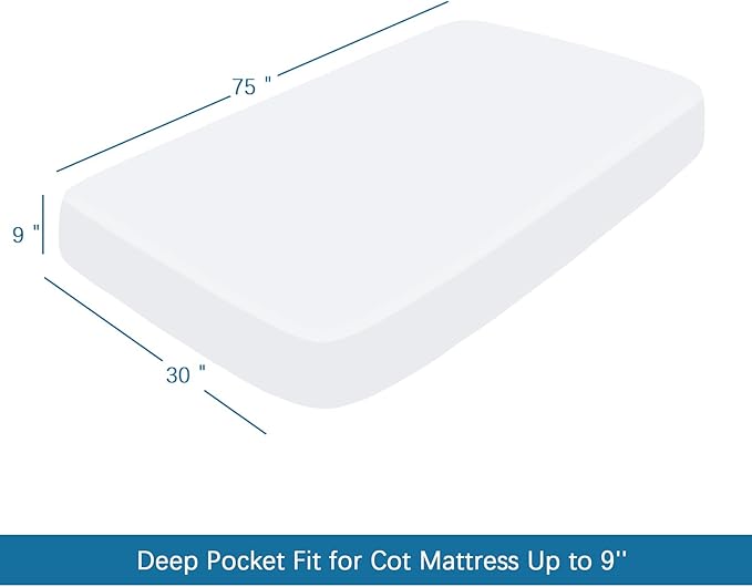 SPRINGSPIRIT Cot Sheets 30" x 75" x 9", 4 Piece Cot Sheet Set, Cot Size Fitted - Image 5