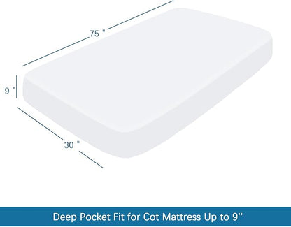 SPRINGSPIRIT Cot Sheets 30" x 75" x 9", 4 Piece Cot Sheet Set, Cot Size Fitted - Image 5