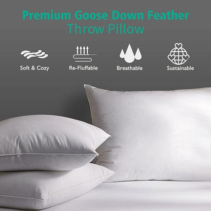 APSMILE Organic 12x20 Feather Down Throw Pillow Inserts Set of 2, 100% Cotton - Image 3