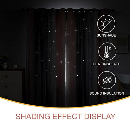Star Girl and Kids Curtains for Bedroom Rainbow Ombre Double Layer Cute Shot - Image 5