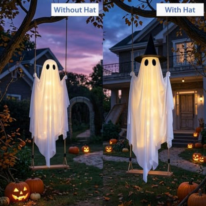 5FT Halloween Swinging Ghost Outdoor Decor,Spooky Hanging Ghost Decorations