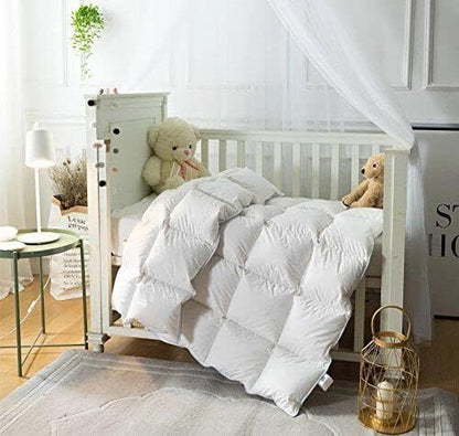 Continental Bedding Serenity Toddler Down Comforter 700 Fill Power White Down Duvet Insert 100% Cotton Shell White, 39x47